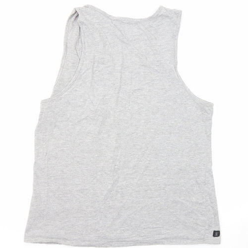 Broken Standard Mens Grey Cotton T-Shirt Size L Round Neck