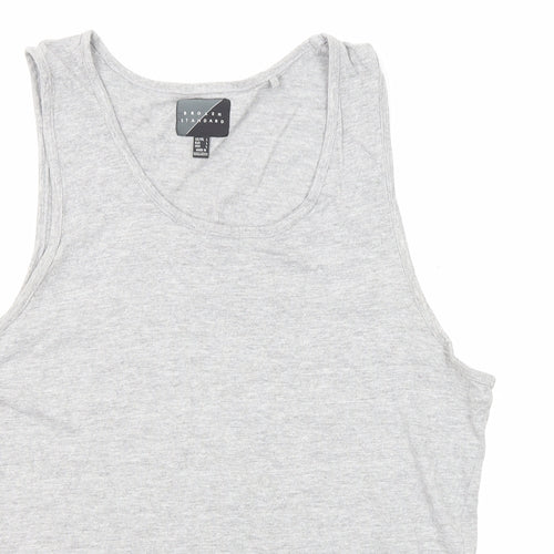 Broken Standard Mens Grey Cotton T-Shirt Size L Round Neck