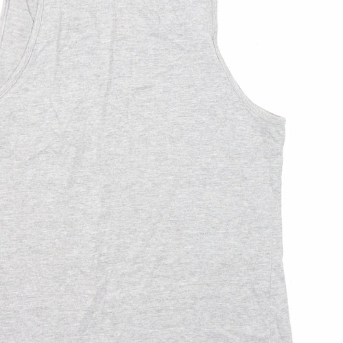 Broken Standard Mens Grey Cotton T-Shirt Size L Round Neck