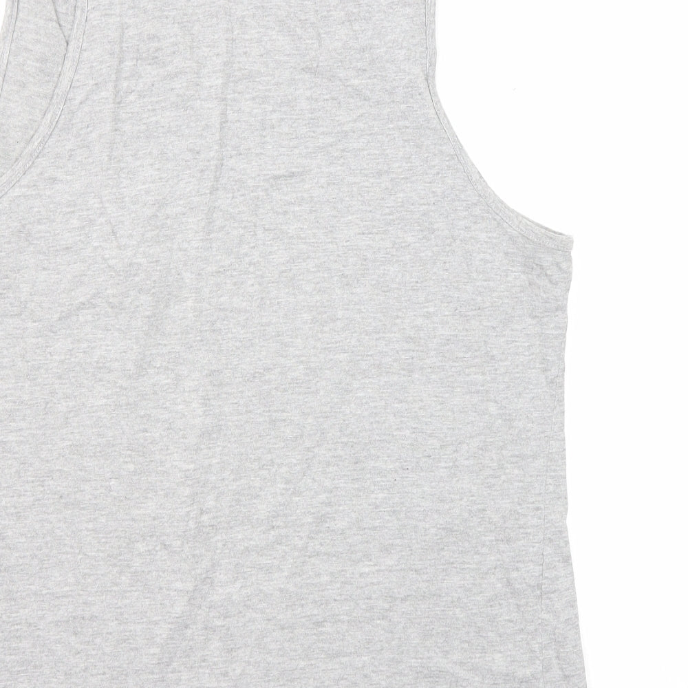 Broken Standard Mens Grey Cotton T-Shirt Size L Round Neck
