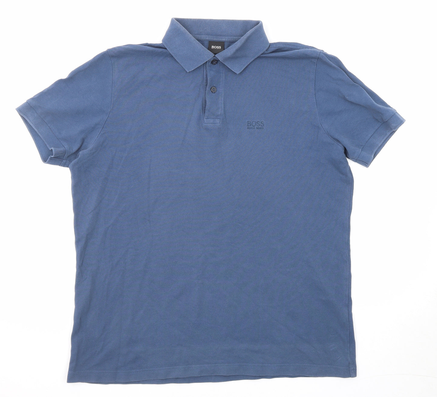 HUGO BOSS Mens Black Cotton Polo Size M Collared Button