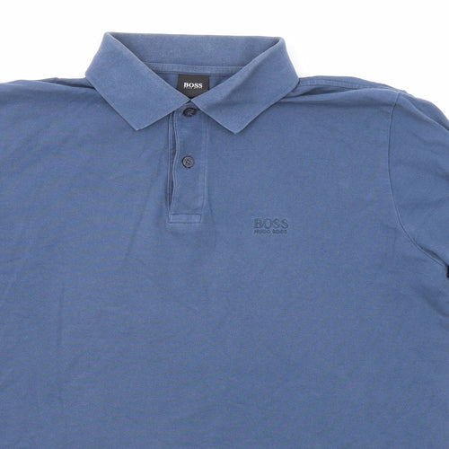 HUGO BOSS Mens Black Cotton Polo Size M Collared Button