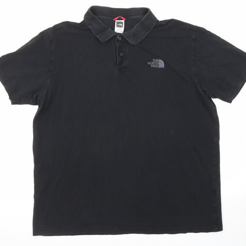 The North Face Mens Black Cotton Polo Size XL Collared Button