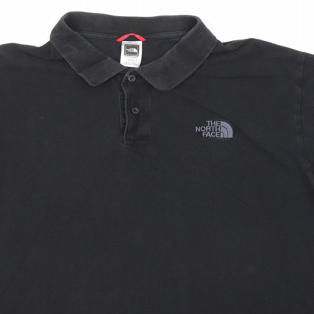 The North Face Mens Black Cotton Polo Size XL Collared Button