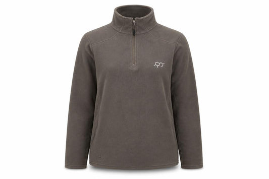 Front view of Technicals women’s green polyester pullover sweatshirt, size UK 12, zip