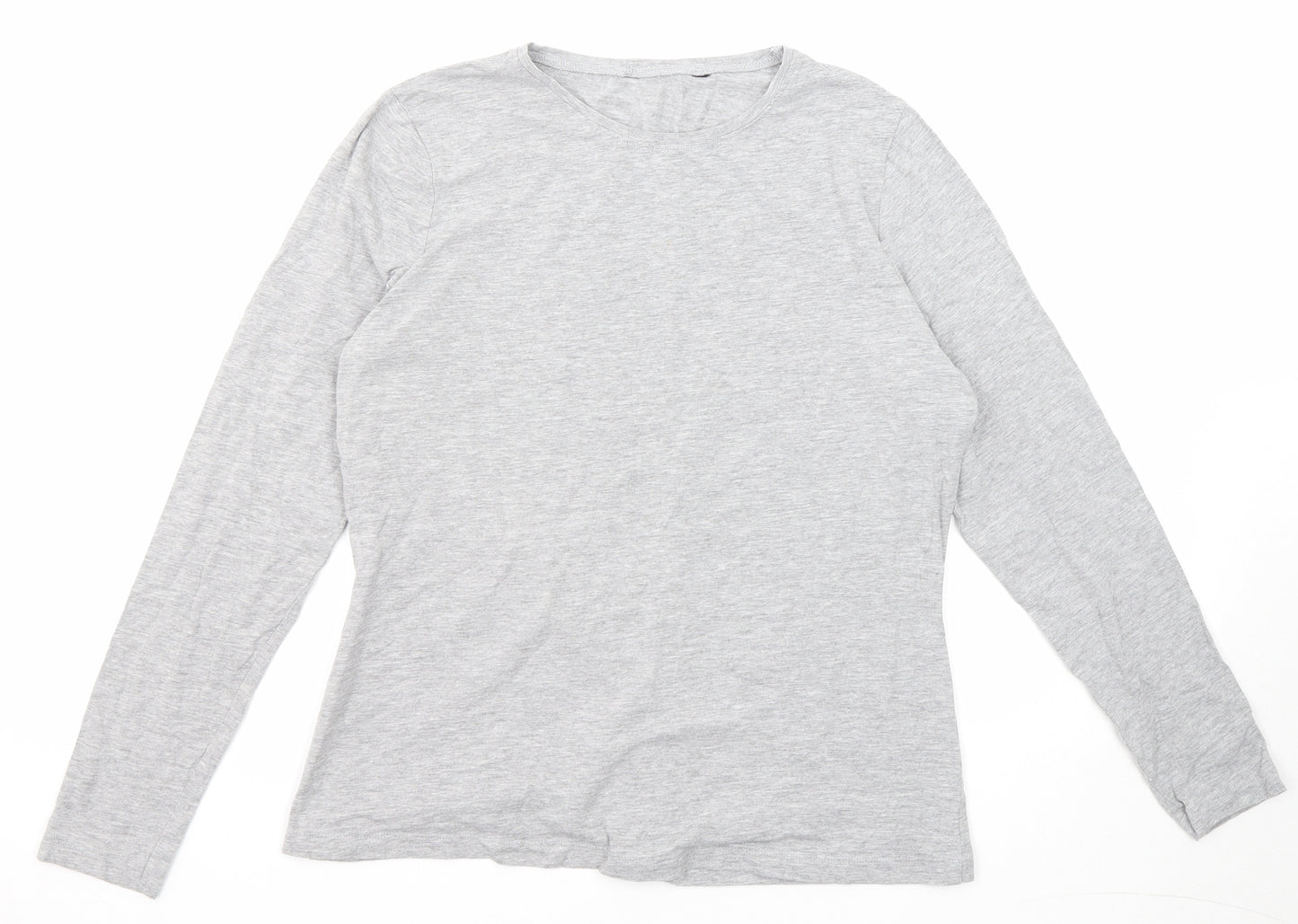 New Look Womens Grey Cotton Basic T-Shirt Size 14 Round Neck