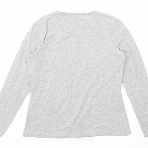 New Look Womens Grey Cotton Basic T-Shirt Size 14 Round Neck
