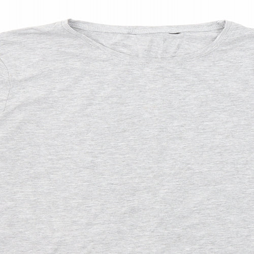 New Look Womens Grey Cotton Basic T-Shirt Size 14 Round Neck