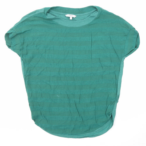 NEXT Womens Green Striped Cotton Basic T-Shirt Size 12 Round Neck