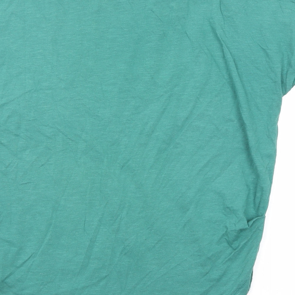 NEXT Womens Green Striped Cotton Basic T-Shirt Size 12 Round Neck