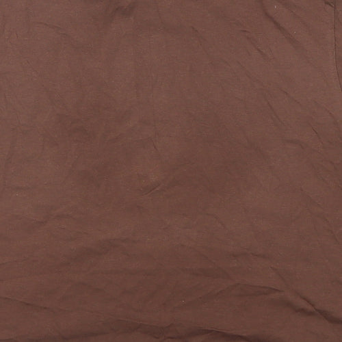Divided by H&M Womens Brown Cotton Basic T-Shirt Size L Crew Neck - Wild West