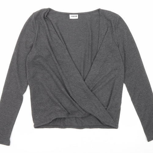 Noisy may Womens Grey V-Neck Polyester Pullover Jumper Size S Pullover - Wrap Front Detail