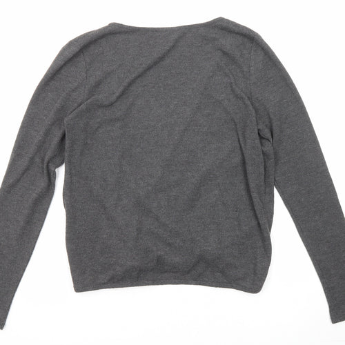 Noisy may Womens Grey V-Neck Polyester Pullover Jumper Size S Pullover - Wrap Front Detail