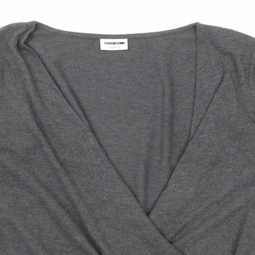Noisy may Womens Grey V-Neck Polyester Pullover Jumper Size S Pullover - Wrap Front Detail