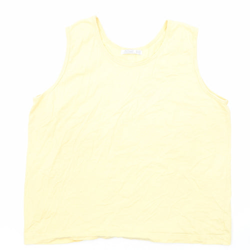 St Bernard Womens Yellow Polyester Basic Tank Size 18 Round Neck