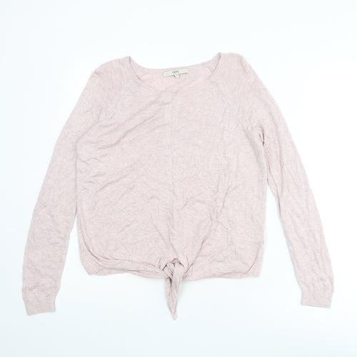 NEXT Womens Pink Round Neck Viscose Pullover Jumper Size 12 - Knot Front