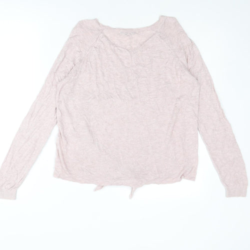 NEXT Womens Pink Round Neck Viscose Pullover Jumper Size 12 - Knot Front