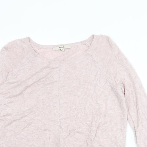 NEXT Womens Pink Round Neck Viscose Pullover Jumper Size 12 - Knot Front