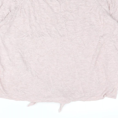 NEXT Womens Pink Round Neck Viscose Pullover Jumper Size 12 - Knot Front