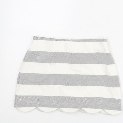 Topshop Womens Grey Striped Viscose Mini Skirt Size 4