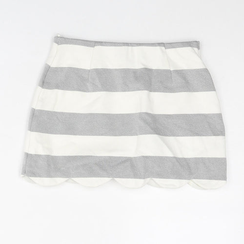 Topshop Womens Grey Striped Viscose Mini Skirt Size 4