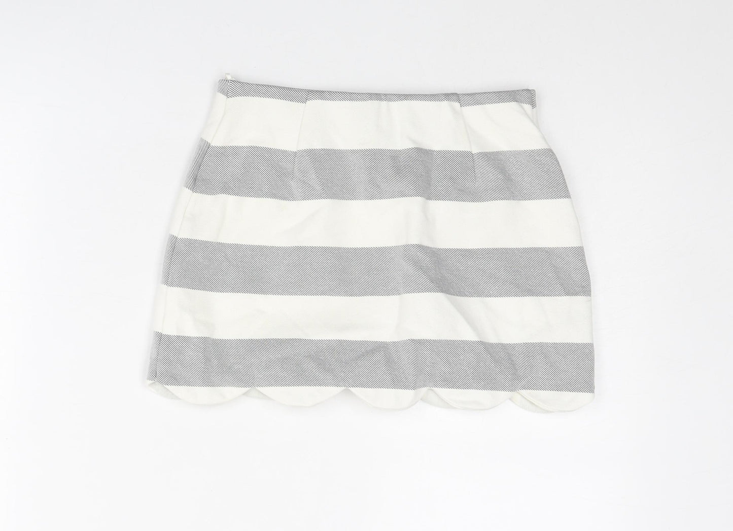 Topshop Womens Grey Striped Viscose Mini Skirt Size 4