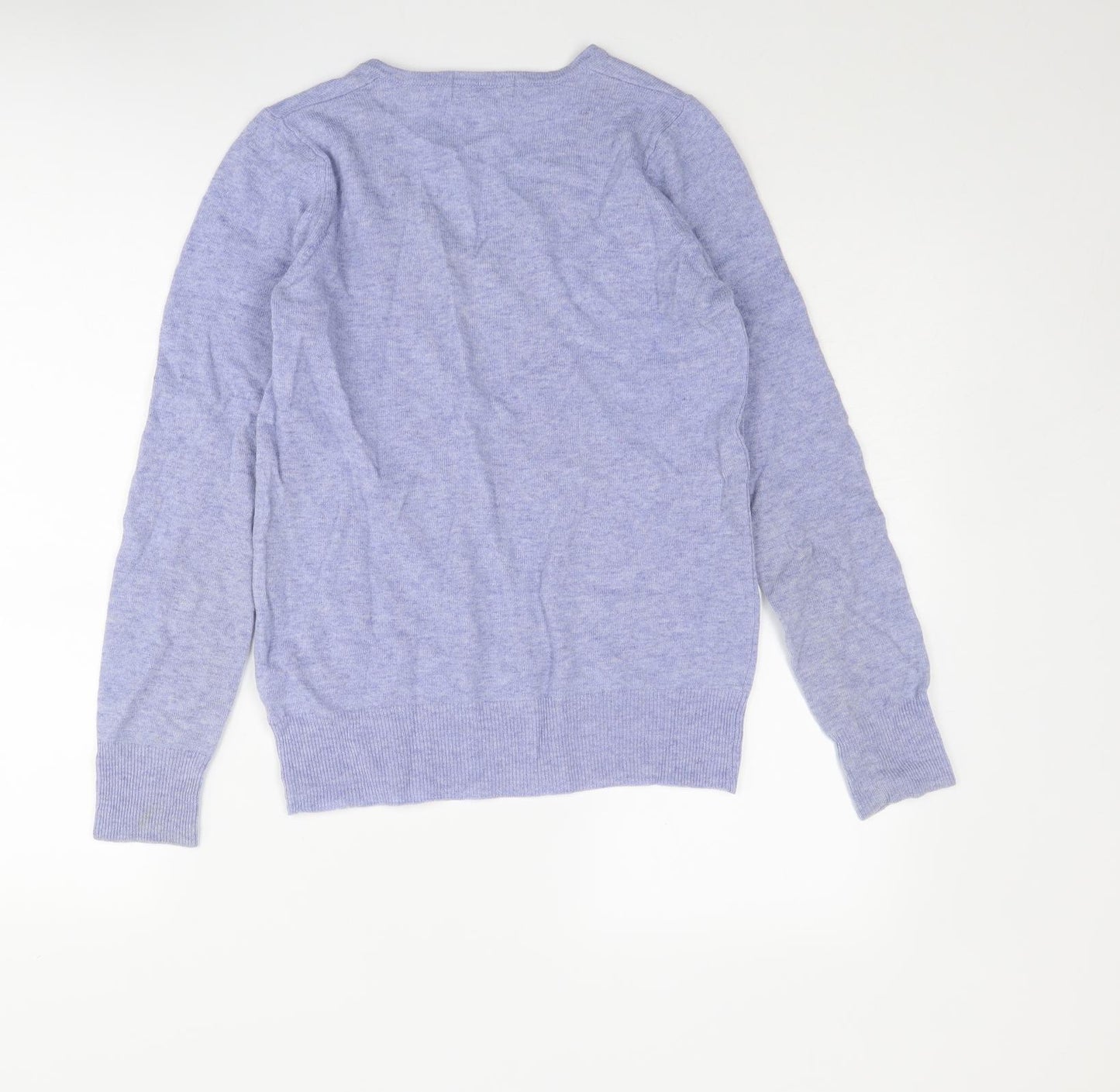 Marks and Spencer Womens Blue V-Neck Wool Pullover Jumper Size 8