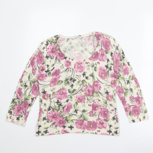 Precis Womens Multicoloured Round Neck Floral Wool Pullover Jumper Size S