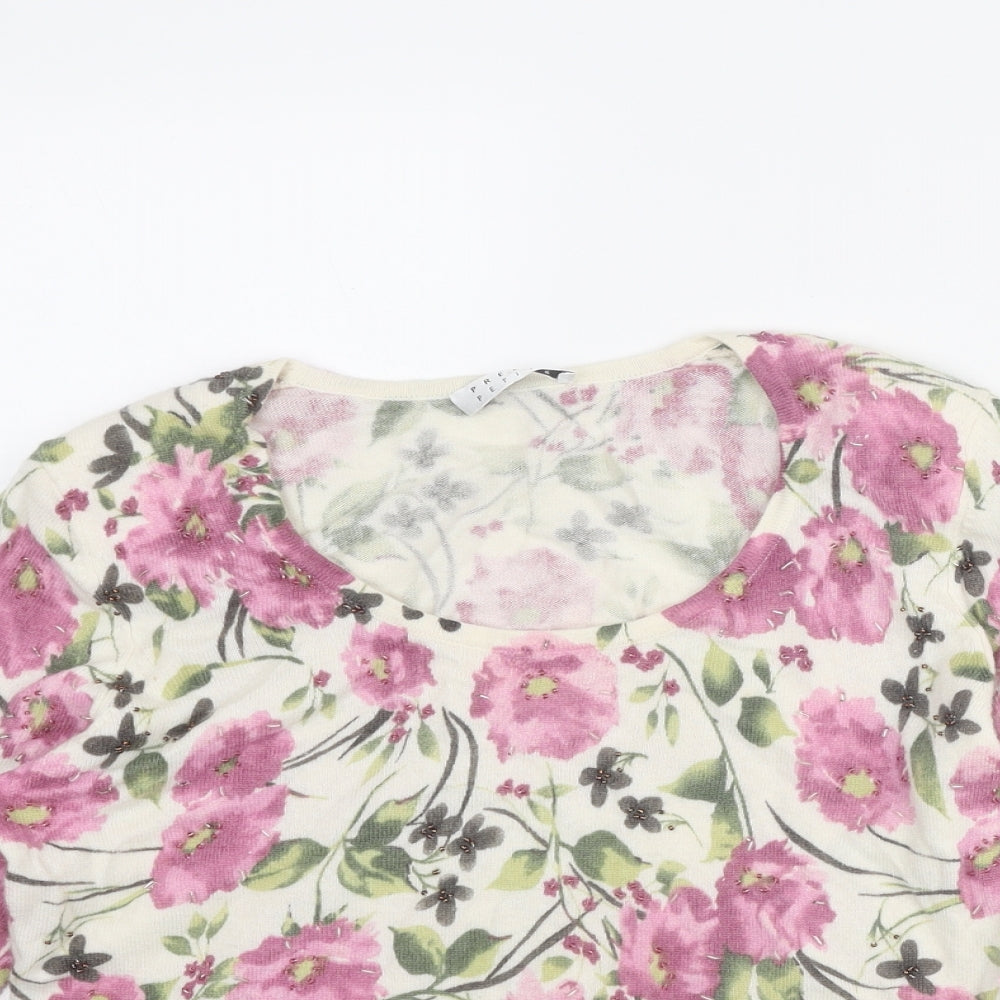 Precis Womens Multicoloured Round Neck Floral Wool Pullover Jumper Size S
