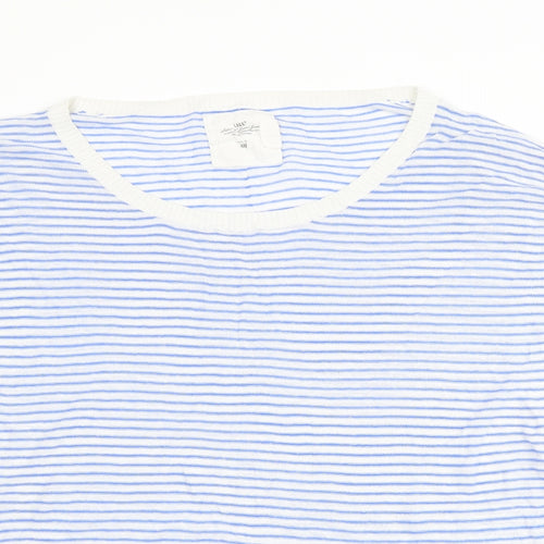 H&M Womens Blue Round Neck Striped Cotton Pullover Jumper Size L