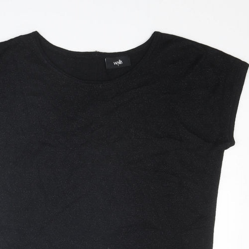 Wallis Womens Black Round Neck Viscose Pullover Jumper Size S