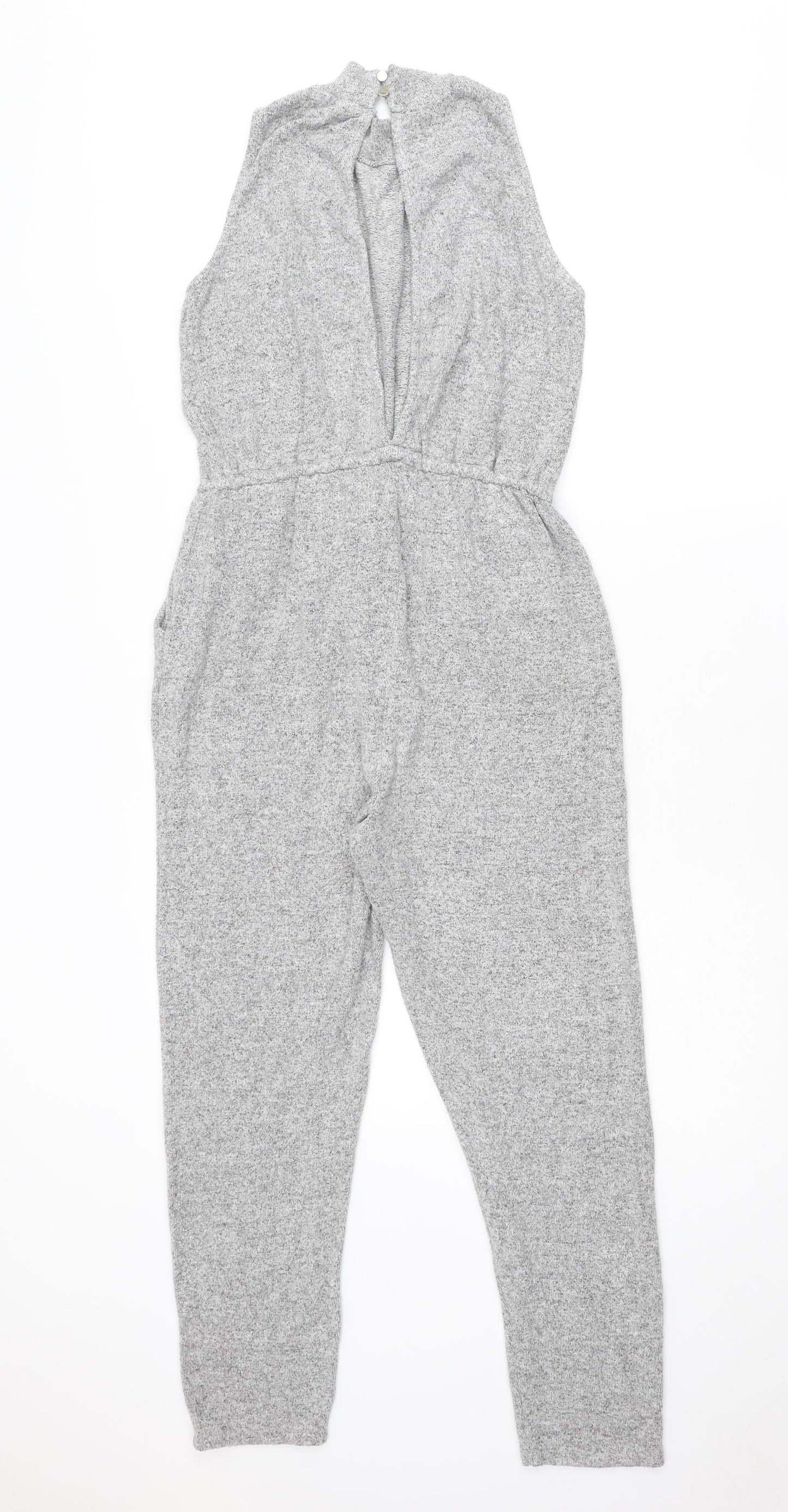 River Island Womens Grey Viscose Jumpsuit One-Piece Size 12 Button