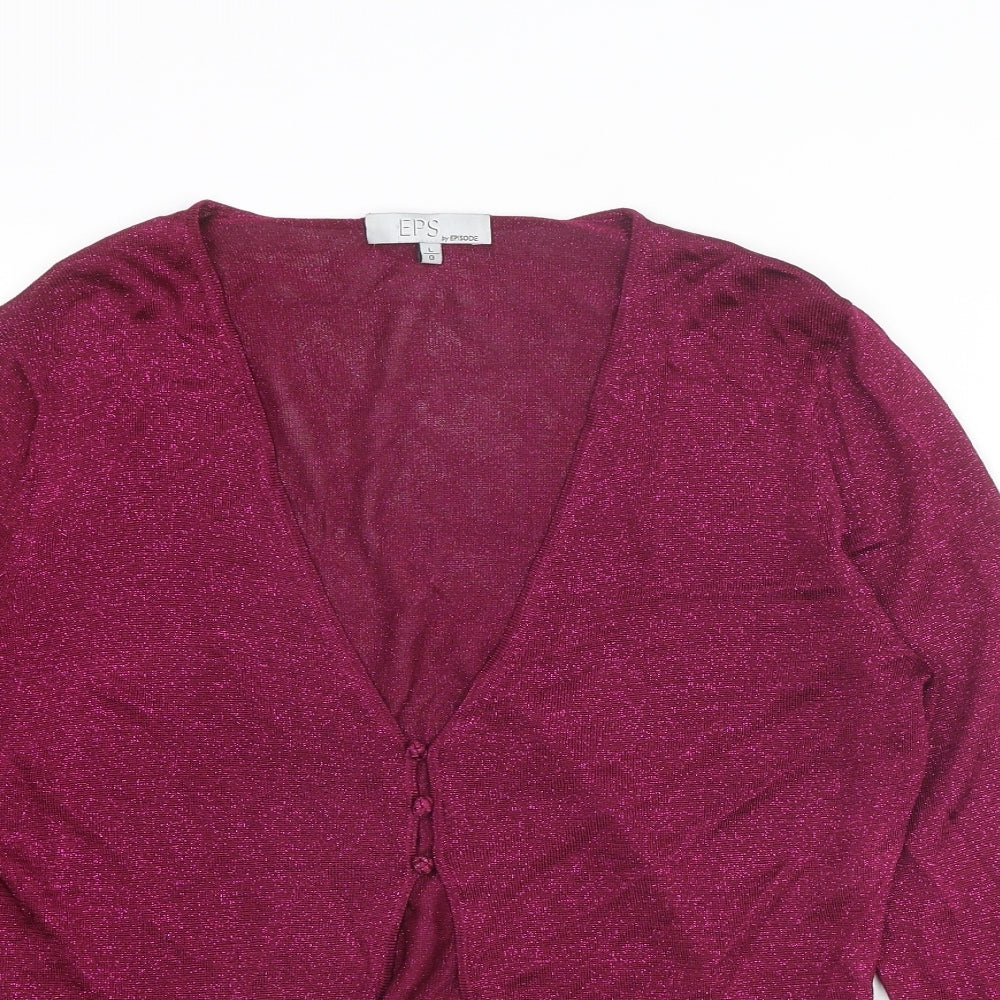 Episode Womens Purple V-Neck Viscose Cardigan Jumper Size L