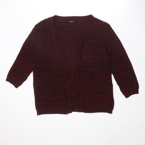 Boohoo Womens Red V-Neck Acrylic Cardigan Jumper Size L