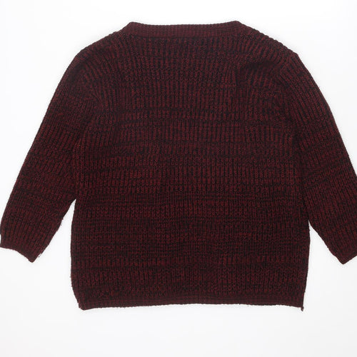 Boohoo Womens Red V-Neck Acrylic Cardigan Jumper Size L