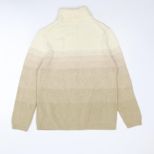St Michael Womens Beige Roll Neck Cotton Pullover Jumper Size 12