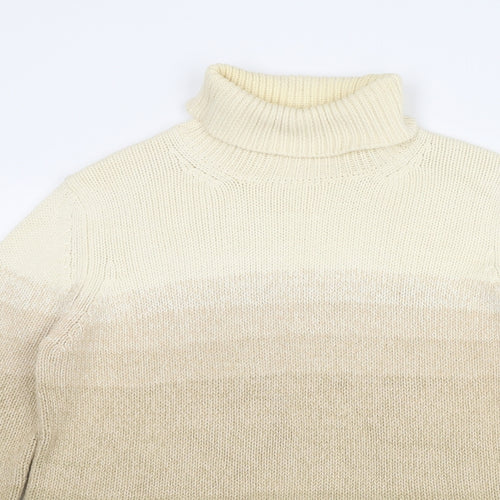 St Michael Womens Beige Roll Neck Cotton Pullover Jumper Size 12
