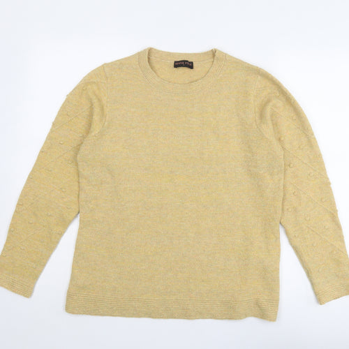 Anna Rose Womens Yellow Round Neck Polyester Pullover Jumper Size L