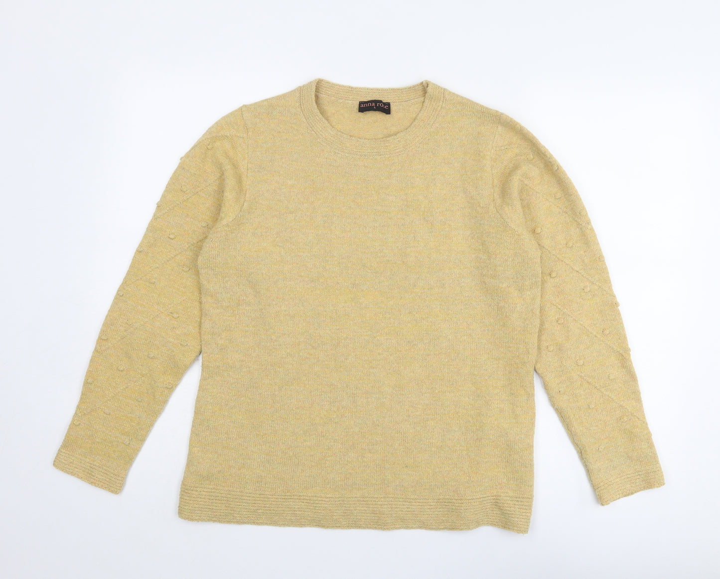 Anna Rose Womens Yellow Round Neck Polyester Pullover Jumper Size L