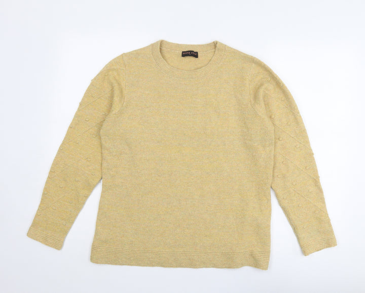 Anna Rose Womens Yellow Round Neck Polyester Pullover Jumper Size L