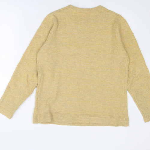 Anna Rose Womens Yellow Round Neck Polyester Pullover Jumper Size L