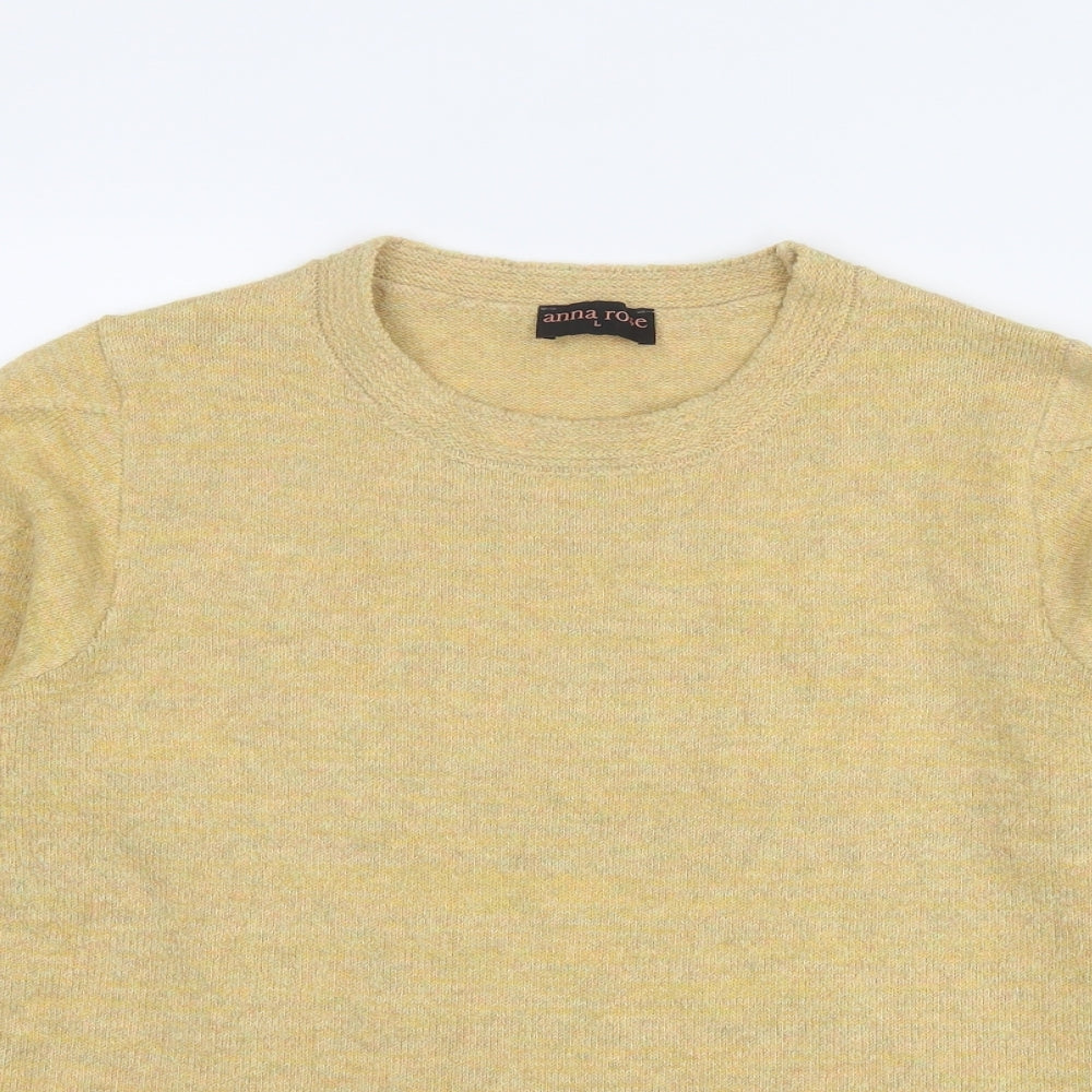 Anna Rose Womens Yellow Round Neck Polyester Pullover Jumper Size L