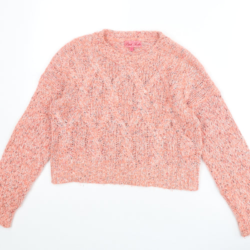 Pink Soda Womens Pink Round Neck Acrylic Pullover Jumper Size 6