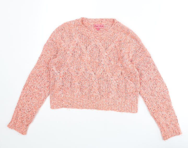 Pink Soda Womens Pink Round Neck Acrylic Pullover Jumper Size 6