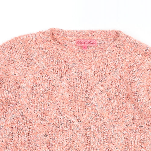 Pink Soda Womens Pink Round Neck Acrylic Pullover Jumper Size 6