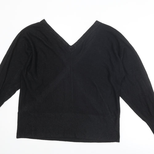 Debenhams Womens Black V-Neck Viscose Pullover Jumper Size 18