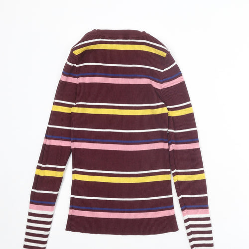 New Look Womens Multicoloured Round Neck Striped Cotton Pullover Jumper Size 12
