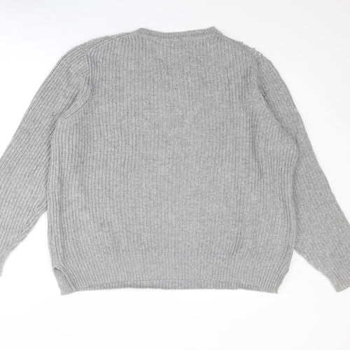 Nine by Savannah Miller Womens Grey Round Neck Nylon Pullover Jumper Size 18