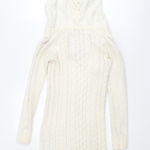 Superdry Womens Ivory V-Neck Acrylic Pullover Jumper Size XS