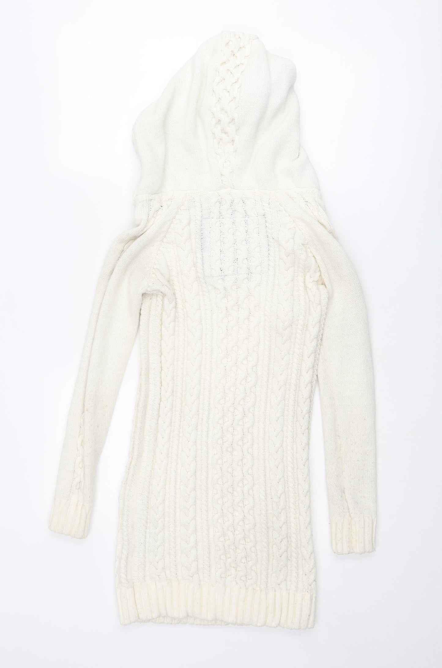 Superdry Womens Ivory V-Neck Acrylic Pullover Jumper Size XS